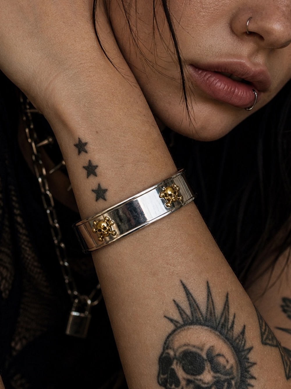 Silver Bracelet with Gold Skull Accents by Premier Designs
